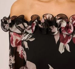 Adrianna Papell Off The Shoulder Jumpsuit With Floral Embroidered Bodice In Black Multi 10 Adrianna Papell Off The Shoulder Jumpsuit With Floral Embroidered Bodice In Black Multi -Adrianna Papell Shop AP1D105037 AA963 Regular Lifestyle