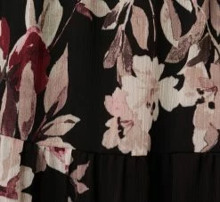 Adrianna Papell Floral Chiffon Dress With Three Quarter Length Sleeves In Black Multi -Adrianna Papell Shop AP1D105038 AA963 Regular Alternate