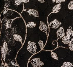 Adrianna Papell Floral Embroidered Midi Dress With Sheer Cap Sleeves In Black Ivory -Adrianna Papell Shop AP1D105045 AA019 Regular Alternate