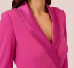 Adrianna Papell Crepe Tuxedo Dress With Ruffled Details In Raspberry Chill -Adrianna Papell Shop AP1D105048 AI521 Regular Detail