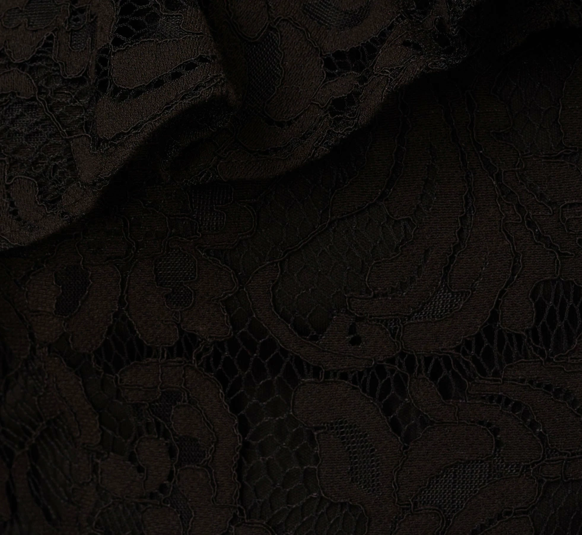 Adrianna Papell One Shoulder Crepe Jumpsuit With Lace Ruffle Details In Black 6 Adrianna Papell One Shoulder Crepe Jumpsuit With Lace Ruffle Details In Black - Image 6