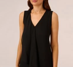 Adrianna Papell Sleeveless Chiffon Dress With Cascading Details In Black 8 Adrianna Papell Sleeveless Chiffon Dress With Cascading Details In Black -Adrianna Papell Shop AP1D105051 AA002 Regular Detail
