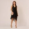 Adrianna Papell Sleeveless Chiffon Dress With Cascading Details In Black