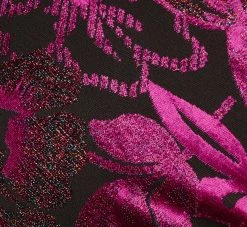 Adrianna Papell Metallic Burnout Velvet Dress With Shirred Details In Black Violet 13 Adrianna Papell Metallic Burnout Velvet Dress With Shirred Details In Black Violet -Adrianna Papell Shop AP1D105146 AD505 Regular Alternate