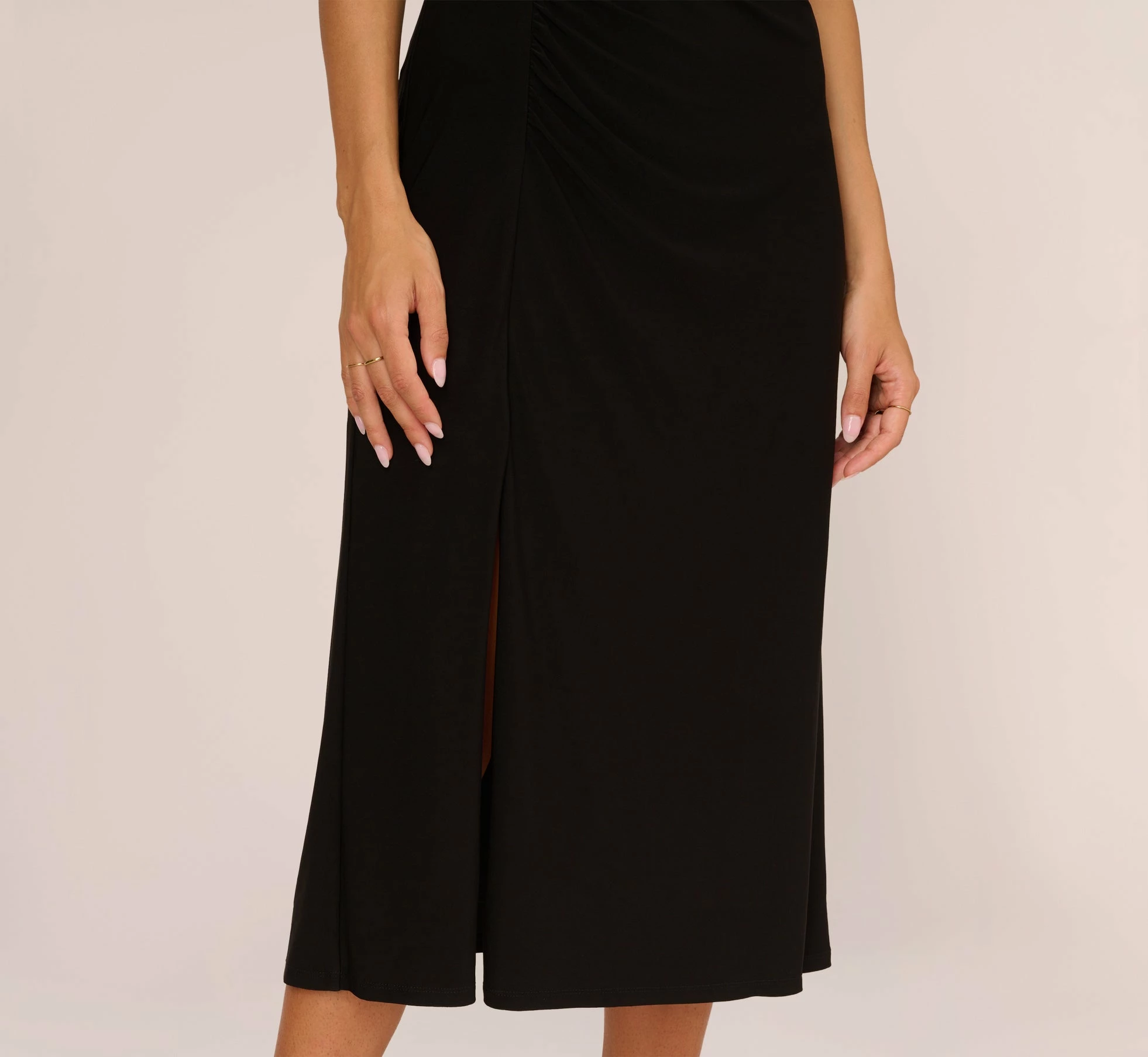 Adrianna Papell Jersey Midi Dress With Cap Sleeves In Black 5 Adrianna Papell Jersey Midi Dress With Cap Sleeves In Black - Image 5