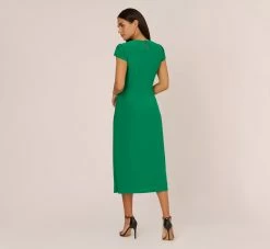 Adrianna Papell Jersey Midi Dress With Cap Sleeves In Vivid Green -Adrianna Papell Shop AP1D105151 AE314 Regular Back