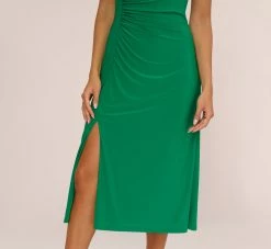 Adrianna Papell Jersey Midi Dress With Cap Sleeves In Vivid Green -Adrianna Papell Shop AP1D105151 AE314 Regular Lifestyle