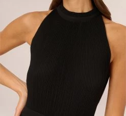 Adrianna Papell Pleated Sleeveless Chiffon Dress With Tie Waist In Black -Adrianna Papell Shop AP1D105165 AA002 Regular Detail