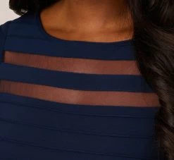 Adrianna Papell Pintuck Dress With Ruffle Short Sleeves In Midnight 9 Adrianna Papell Pintuck Dress With Ruffle Short Sleeves In Midnight -Adrianna Papell Shop AP1D105193 AB411 Regular Detail