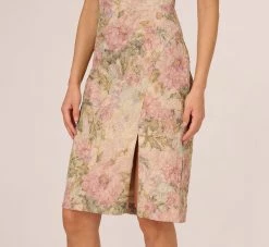 Adrianna Papell Sleeveless Floral Matelasse Sheath Dress With Pleated Details In Rose Multi -Adrianna Papell Shop AP1D105243 AE590 Regular Lifestyle