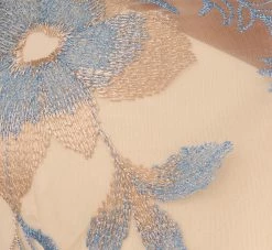 Adrianna Papell Short Sleeve Floral Embroidered Dress With Sheer Neckline In Thundercloud Gold -Adrianna Papell Shop AP1E200779 BK980 Regular Alternate