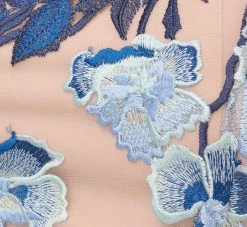 Adrianna Papell Short Sleeve Floral Embroidered Gown With Ribbon Tie Waist In Midnight Multi Nude 11 Adrianna Papell Short Sleeve Floral Embroidered Gown With Ribbon Tie Waist In Midnight Multi Nude -Adrianna Papell Shop AP1E201621 BV980 Regular Alternate