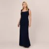 Adrianna Papell Plus Size Draped Jersey Gown With Open Back In Midnight