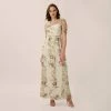 Adrianna Papell Sheer Short Sleeve Lace Gown With Rose Embroidery In Mink Multi