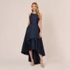 Adrianna Papell High Low Mikado Gown With Asymmetrical Detail In Midnight