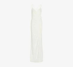 Adrianna Papell Draped Matte Jersey Gown With Deep Slit And Spaghetti Straps In Ivory 13 Adrianna Papell Draped Matte Jersey Gown With Deep Slit And Spaghetti Straps In Ivory -Adrianna Papell Shop AP1E204233 AB194 Regular Flat