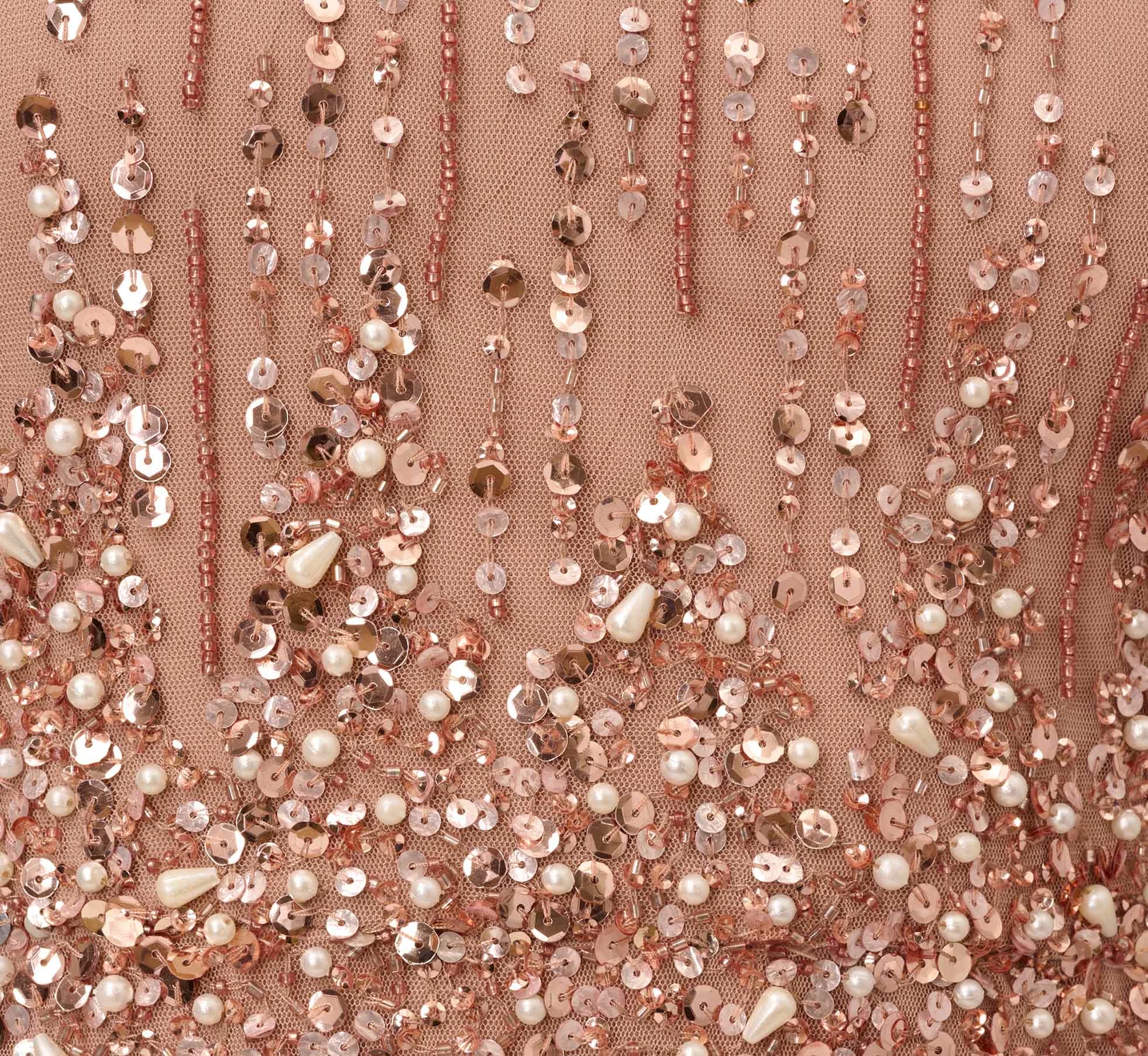 Adrianna Papell Beaded Column Gown With Mock Neckline In Rose Gold 6 Adrianna Papell Beaded Column Gown With Mock Neckline In Rose Gold - Image 6