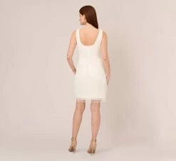 Adrianna Papell Sleeveless Beaded Cocktail Dress In Ivory 10 Adrianna Papell Sleeveless Beaded Cocktail Dress In Ivory -Adrianna Papell Shop AP1E205327 AA194 Regular Back