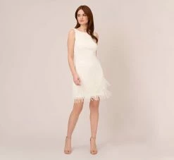 Adrianna Papell Sleeveless Beaded Cocktail Dress In Ivory 13 Adrianna Papell Sleeveless Beaded Cocktail Dress In Ivory -Adrianna Papell Shop AP1E205327 AA194 Regular Front