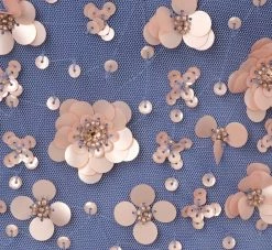 Adrianna Papell Off Shoulder Dress With Floral Embellishment In French Blue Coral -Adrianna Papell Shop AP1E207584 AK454 Regular Alternate