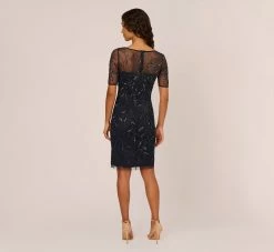 Adrianna Papell Hand-Beaded Cocktail Dress In Midnight -Adrianna Papell Shop AP1E208090 AG410 Regular Back 2a674ff6 4994 43e4 8657 1ac5a5ac08b7