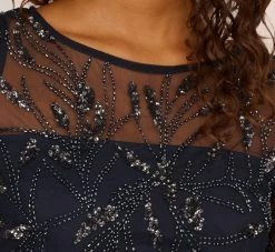 Adrianna Papell Hand-Beaded Cocktail Dress In Midnight -Adrianna Papell Shop AP1E208090 AG410 Regular Detail
