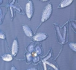 Adrianna Papell Plus Size Hand Beaded Short Sleeve Floral Godet Gown In French Blue 11 Adrianna Papell Plus Size Hand Beaded Short Sleeve Floral Godet Gown In French Blue -Adrianna Papell Shop AP1E208349 AA544 Plus Lifestyle