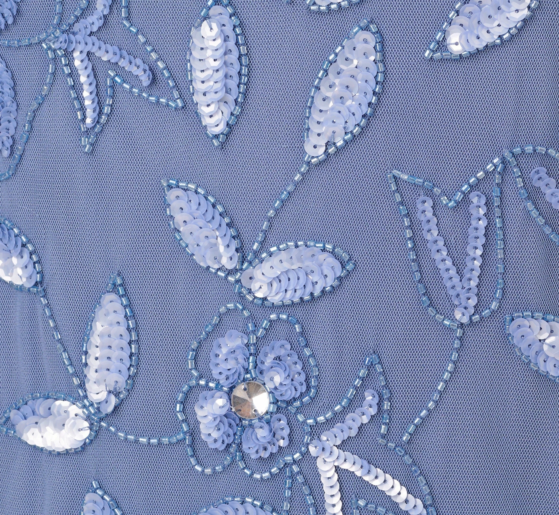 Adrianna Papell Plus Size Hand Beaded Short Sleeve Floral Godet Gown In French Blue 6 Adrianna Papell Plus Size Hand Beaded Short Sleeve Floral Godet Gown In French Blue - Image 6