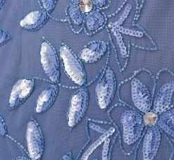 Adrianna Papell Hand Beaded Short Sleeve Floral Godet Gown In French Blue -Adrianna Papell Shop AP1E208349 AA544 Regular Alternate