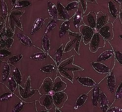 Adrianna Papell Hand Beaded Short Sleeve Floral Godet Gown In Night Plum -Adrianna Papell Shop AP1E208349 BK940 Regular Detail