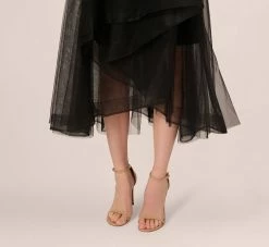 Adrianna Papell Tulle Halter Party Dress With Velvet Accents In Black -Adrianna Papell Shop AP1E208360 AA002 Regular Lifestyle