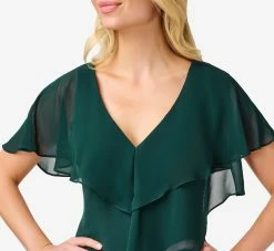 Adrianna Papell Chiffon And Crepe Mermaid Gown In Hunter 7 Adrianna Papell Chiffon And Crepe Mermaid Gown In Hunter -Adrianna Papell Shop AP1E208559 AE303 Regular Detail