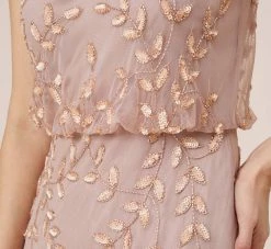 Adrianna Papell Hand Beaded Long Blouson Mermaid Gown In Steel Rose -Adrianna Papell Shop AP1E208913 BA696 Regular Detail