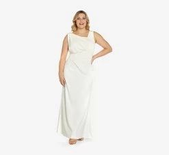 Adrianna Papell Plus Size Sequin-Accented Mermaid Gown In Ivory -Adrianna Papell Shop AP1E209034 AB194 Plus Alternate