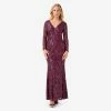 Adrianna Papell Stretch Sequin Gown In Cassis