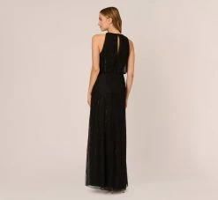 Adrianna Papell Halter Hand-Beaded Blouson Gown With Keyhole Back In Black 11 Adrianna Papell Halter Hand-Beaded Blouson Gown With Keyhole Back In Black -Adrianna Papell Shop AP1E209115 AA002 Regular Back