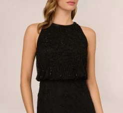 Adrianna Papell Halter Hand-Beaded Blouson Gown With Keyhole Back In Black 9 Adrianna Papell Halter Hand-Beaded Blouson Gown With Keyhole Back In Black -Adrianna Papell Shop AP1E209115 AA002 Regular Detail