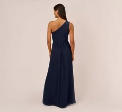 Adrianna Papell One-Shoulder Chiffon Long Gown In Midnight -Adrianna Papell Shop AP1E209149 AB411 Regular Back fe3462e3 f8d0 479b b5ff b96f88d8328b