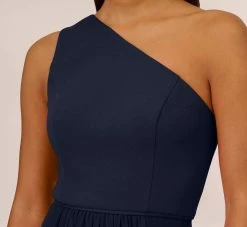 Adrianna Papell One-Shoulder Chiffon Long Gown In Midnight -Adrianna Papell Shop AP1E209149 AB411 Regular Detail