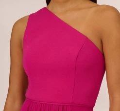 Adrianna Papell One-Shoulder Chiffon Long Gown In Bright Magenta 11 Adrianna Papell One-Shoulder Chiffon Long Gown In Bright Magenta -Adrianna Papell Shop AP1E209149 AY670 Regular Detail