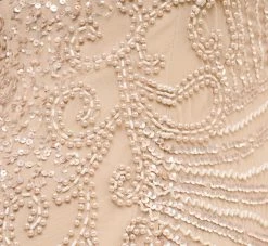 Adrianna Papell Hand-Beaded Three-Quarter Sleeve Long Gown In Biscotti -Adrianna Papell Shop AP1E209180 AG273 Regular Alternate