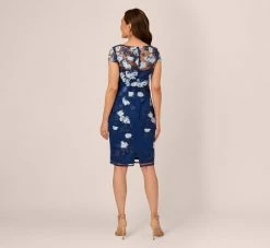 Adrianna Papell Embroidered Sheath Dress In Midnight Multi -Adrianna Papell Shop AP1E209198 AE489 Regular Back