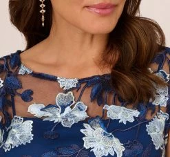 Adrianna Papell Embroidered Sheath Dress In Midnight Multi -Adrianna Papell Shop AP1E209198 AE489 Regular Detail