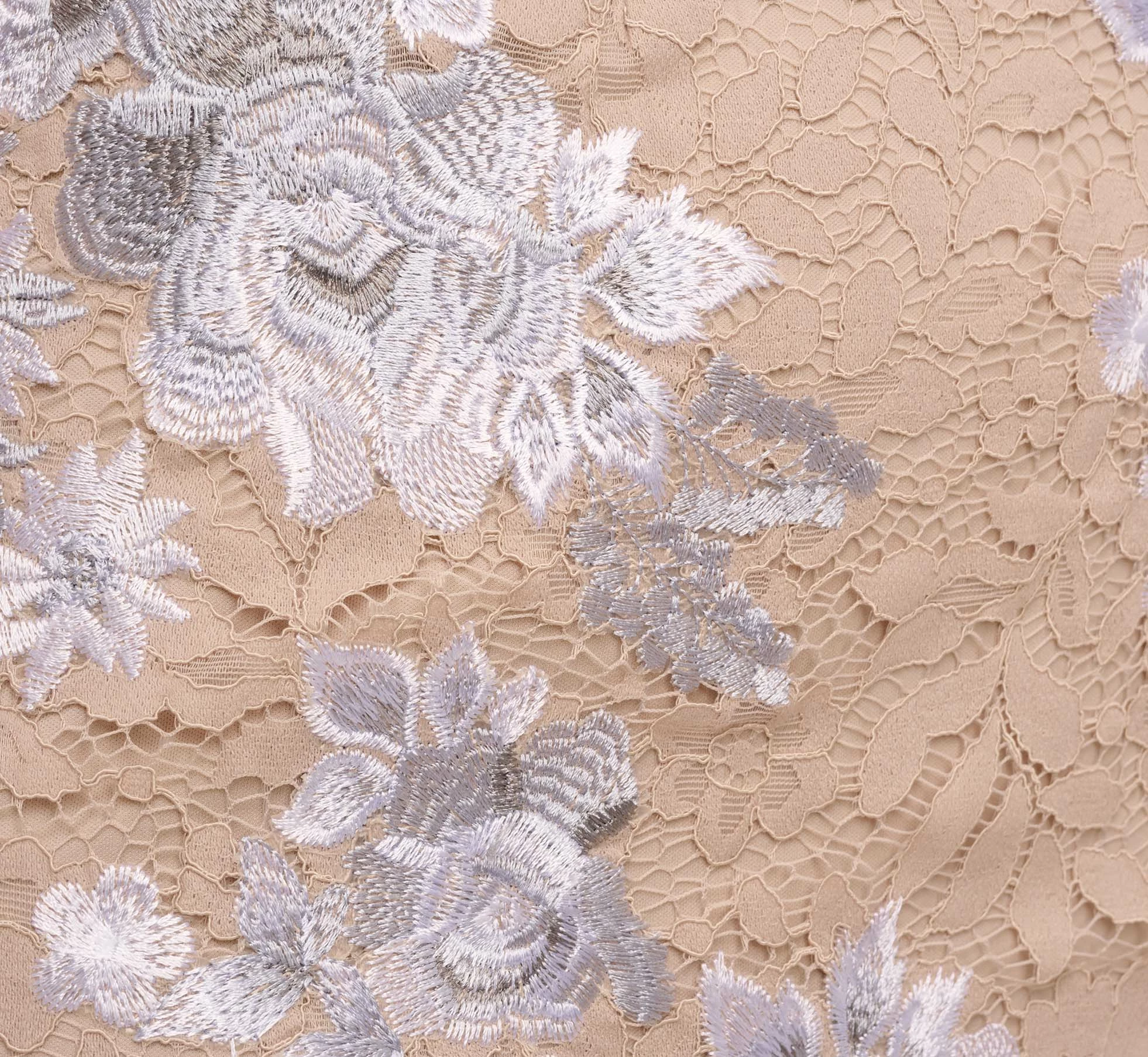 Adrianna Papell Floral Embroidered Gown In Biscotti Multi 6 Adrianna Papell Floral Embroidered Gown In Biscotti Multi - Image 6