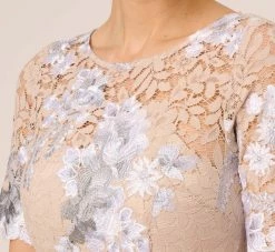 Adrianna Papell Floral Embroidered Gown In Biscotti Multi 8 Adrianna Papell Floral Embroidered Gown In Biscotti Multi -Adrianna Papell Shop AP1E209277 AC268 Regular Detail