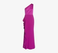 Adrianna Papell One-Shoulder Long Satin Crepe Mermaid Gown In Wild Orchid 15 Adrianna Papell One-Shoulder Long Satin Crepe Mermaid Gown In Wild Orchid -Adrianna Papell Shop AP1E209309 AD510 Regular Flat