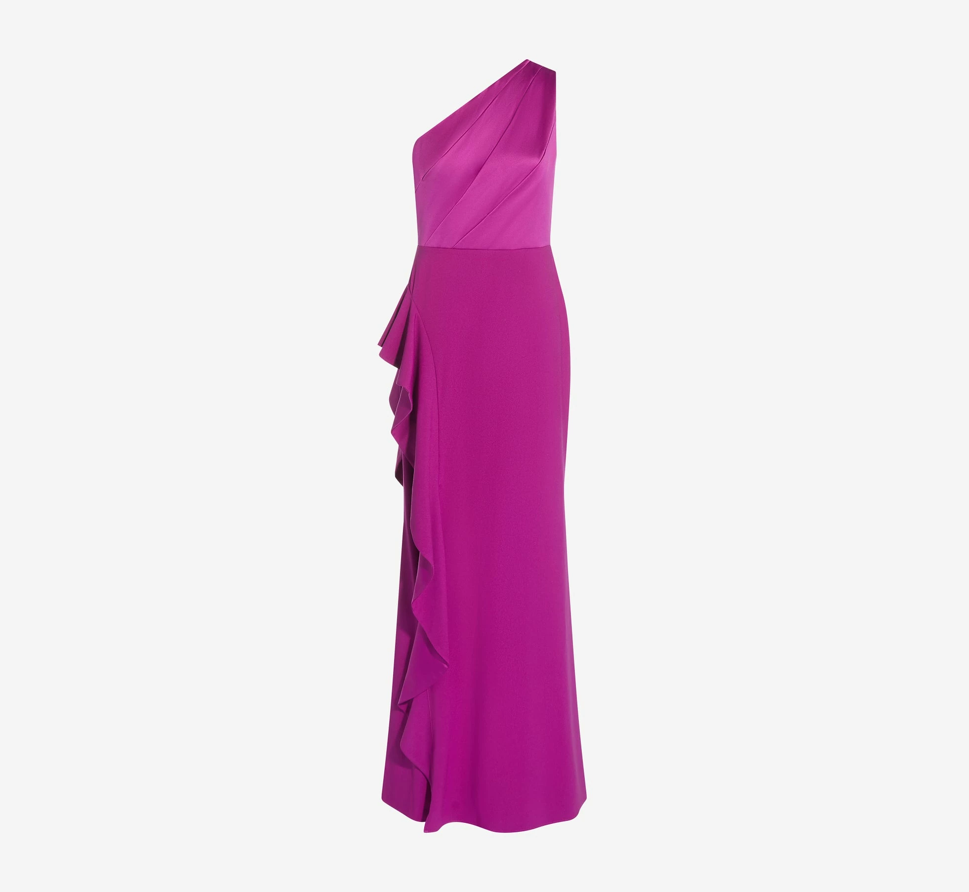 Adrianna Papell One-Shoulder Long Satin Crepe Mermaid Gown In Wild Orchid 8 Adrianna Papell One-Shoulder Long Satin Crepe Mermaid Gown In Wild Orchid - Image 8