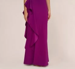 Adrianna Papell One-Shoulder Long Satin Crepe Mermaid Gown In Wild Orchid 12 Adrianna Papell One-Shoulder Long Satin Crepe Mermaid Gown In Wild Orchid -Adrianna Papell Shop AP1E209309 AD510 Regular Lifestyle