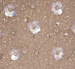 Adrianna Papell Plus Size Long Hand Beaded 3D Floral Dress With Elbow Sleeves In Marble 10 Adrianna Papell Plus Size Long Hand Beaded 3D Floral Dress With Elbow Sleeves In Marble -Adrianna Papell Shop AP1E209314 AE064 Plus Alternate