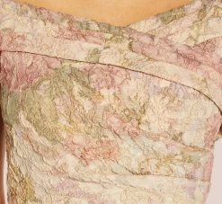Adrianna Papell Floral Off-The-Shoulder Matelasse Column Gown In Rose Multi -Adrianna Papell Shop AP1E209338 AE590 Regular Detail